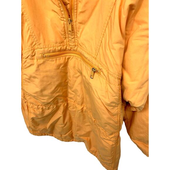 L.L. Bean Neon Orange Vtg 90s Hooded Anorak Quilted Jacket Oversized Size M - Picture 2 of 8